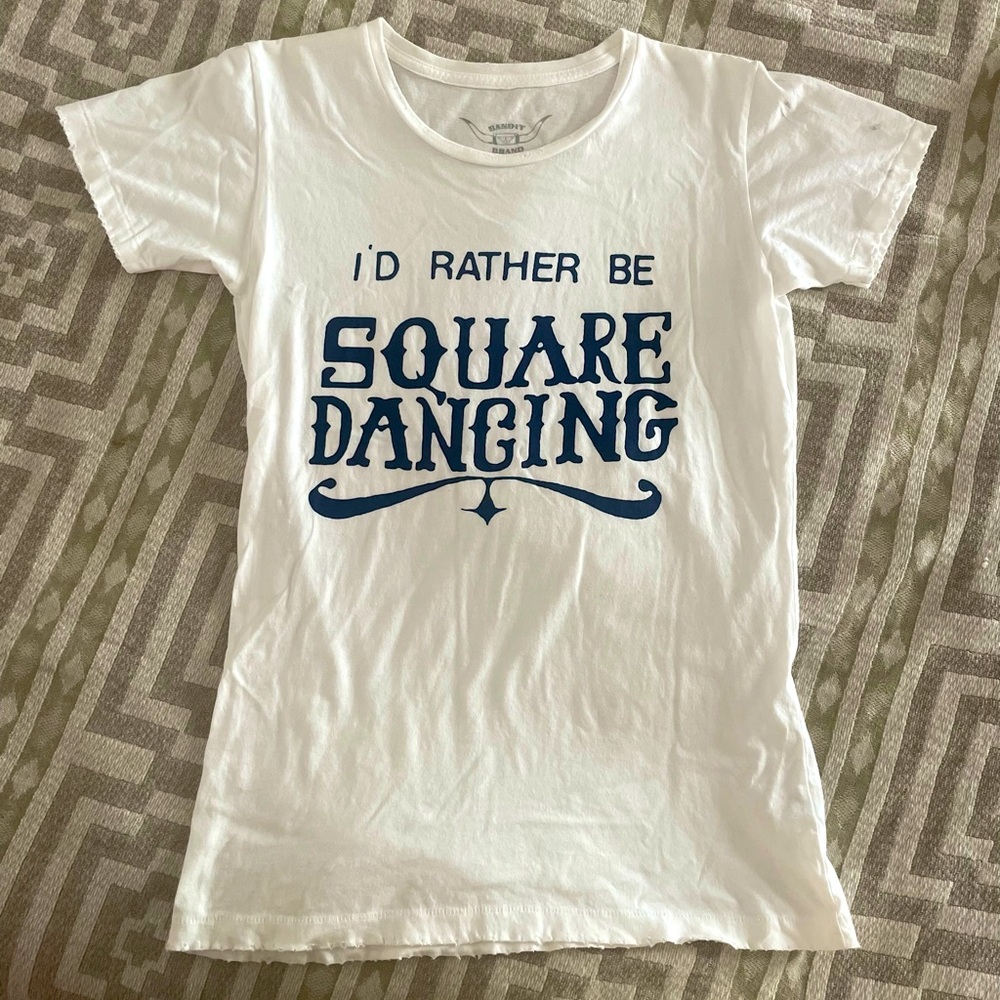 I’d Rather Be Square Dancing Short sleeve Teeshirt Navy Blue Lettering